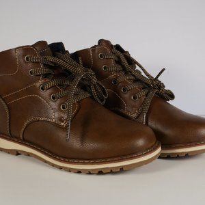 New Boys FALLS CREEK Faux Leather FITZ Hiking Boots SIZE 1 M Cognac color